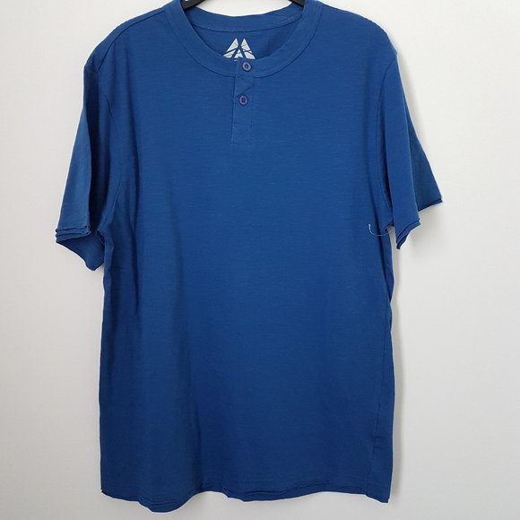 Massive Blue Henley Short Sleeve T-Shirt, L - NEW - Picture 1 of 6